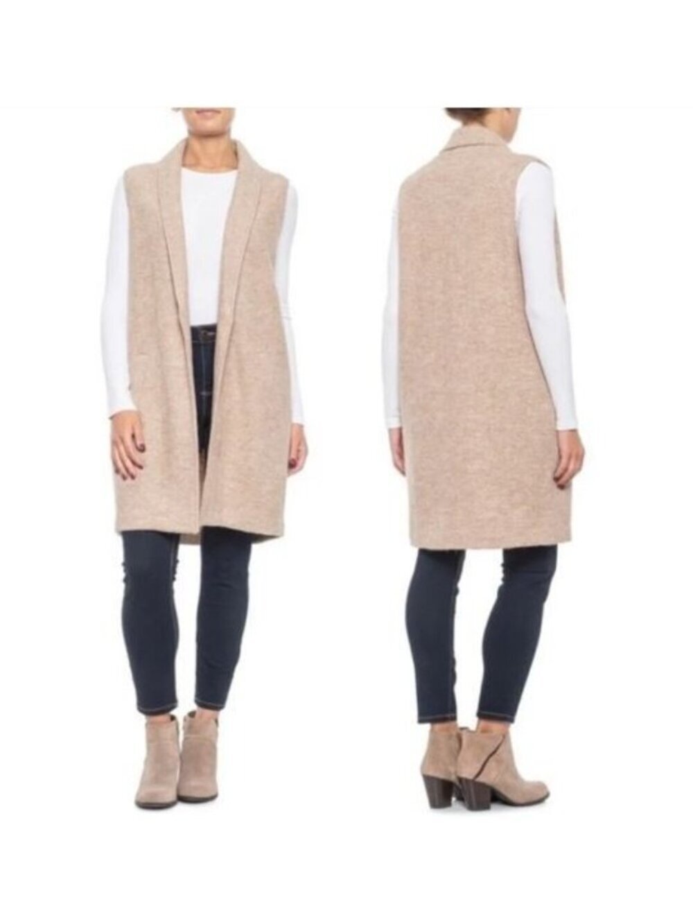 Cynthia Rowley Vest Womens Small Brown Wool Longline Lagenlook Chunky Layering